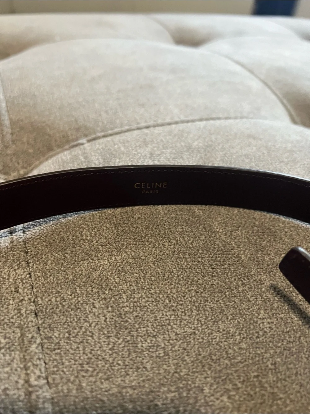 Celine Dark Brown Leather Belt with Gold Triomphe Buckle